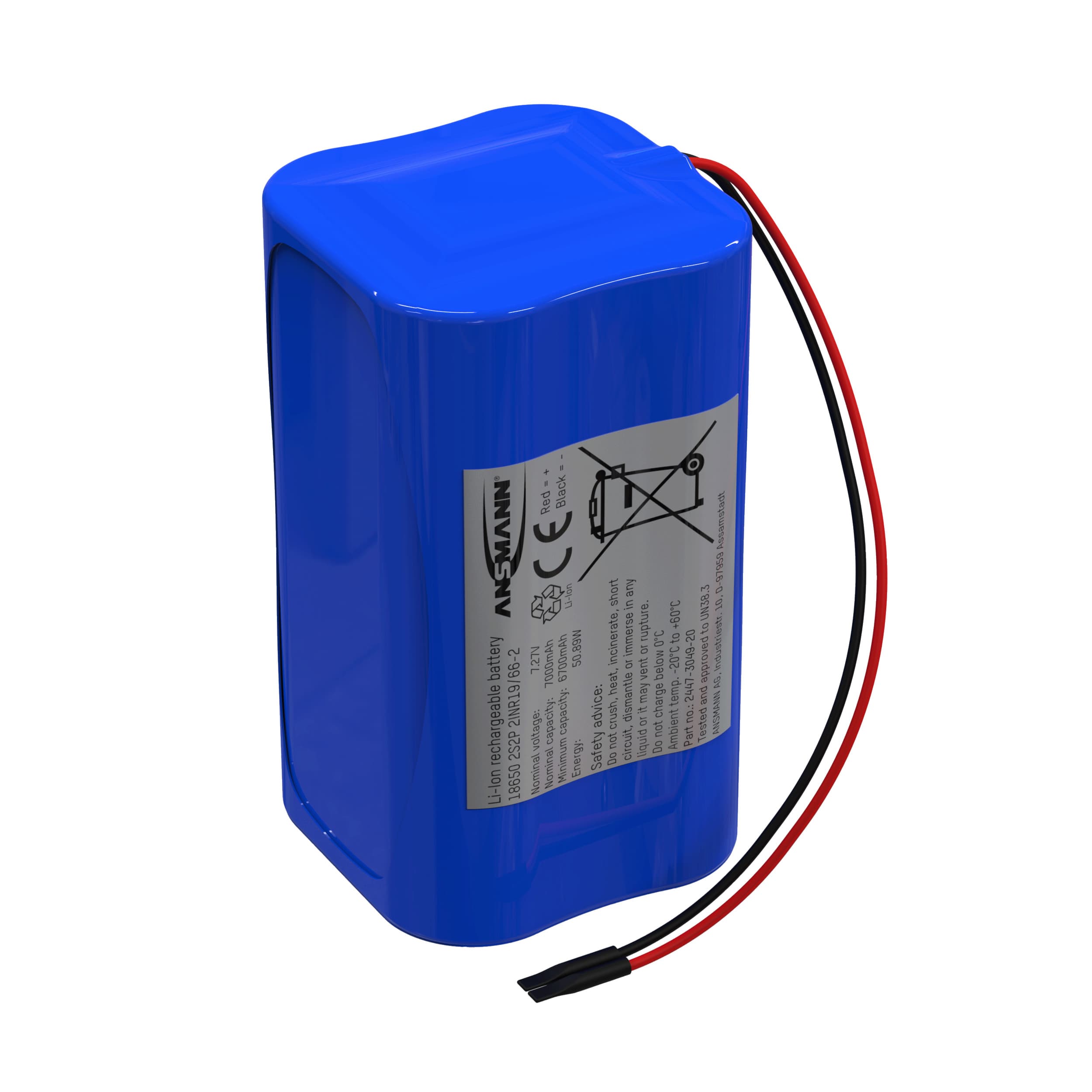 Batterie lithium-ion Ansmann 7,27 V/7000 mAh/2S2P, idéale pour les applications mobiles
