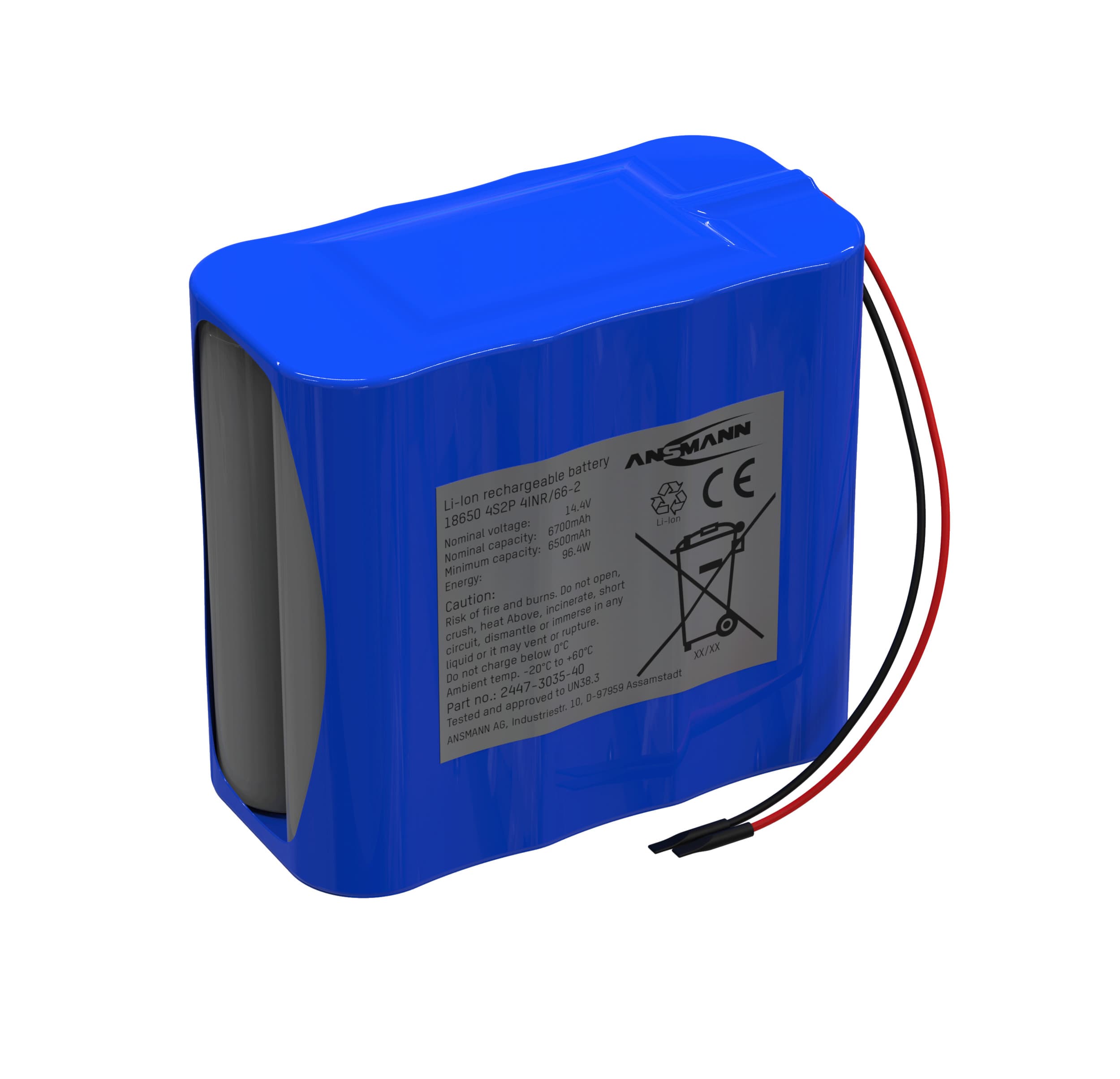 Batterie lithium-ion Ansmann 14,54 volts / 6700 mAh / 4S2P, idéale pour les applications industrielles et mobiles