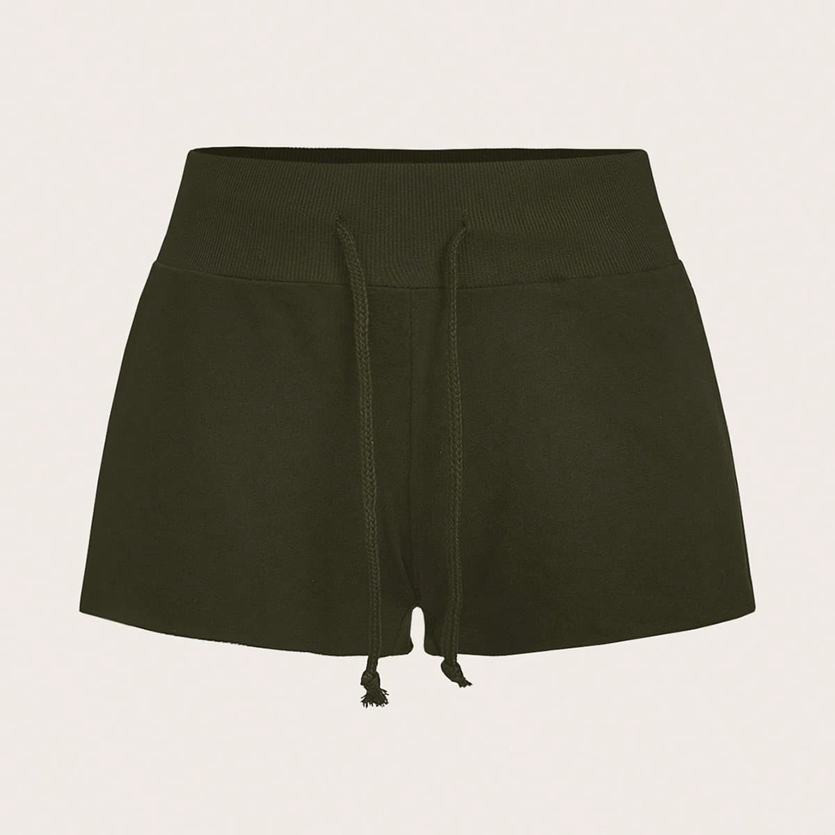 Shorts de femmes occasionnels verts Ã cordon en tricot