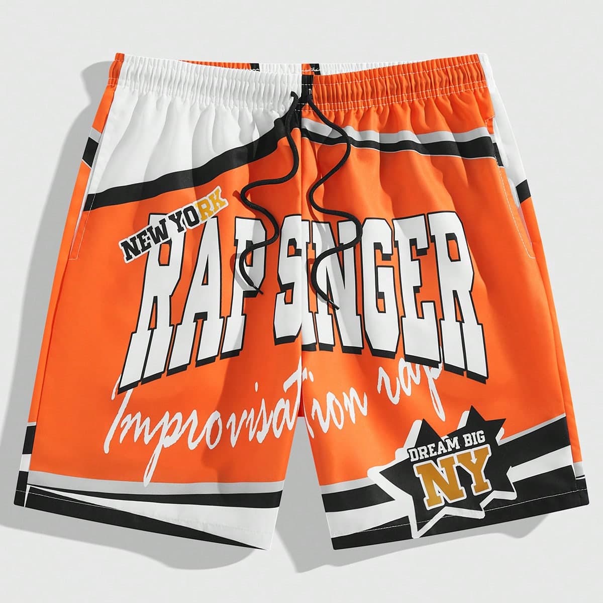 Shorts occasionnels imprimÃ©s de lettres pour hommes Ã taille Ã©lastique