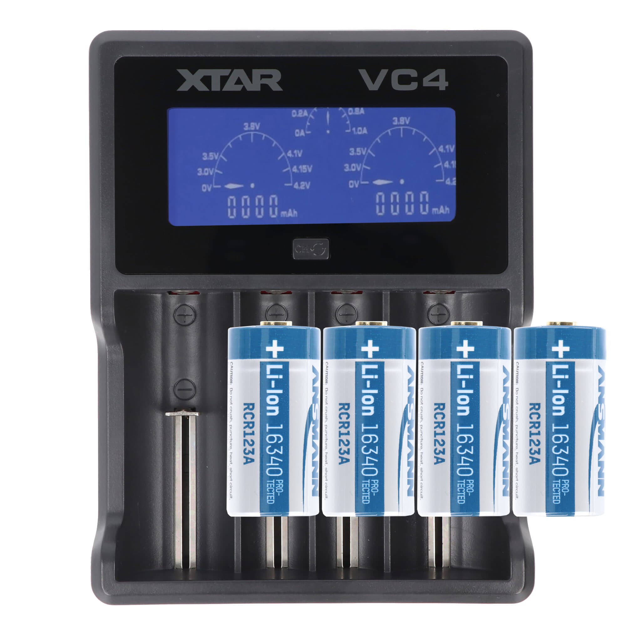 CR123 Une batterie Li-ion de 3,7 volts, 4 pièces 760mAh et un chargeur rapide